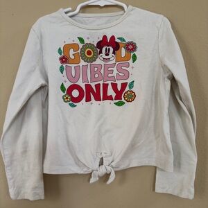 Disney White Long Sleeve Tee with Good Vibes Print
